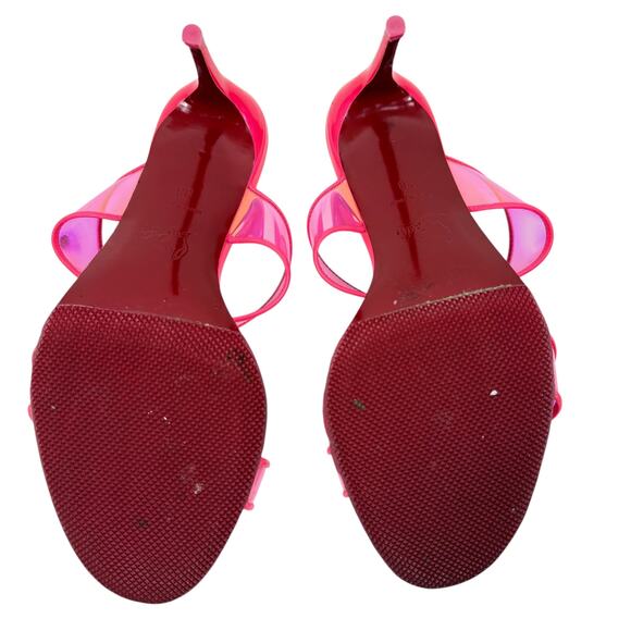 Christian Louboutin Just Loubi Pvc Fluorescent Pink Sandals Size 38 - Picture 9 of 10